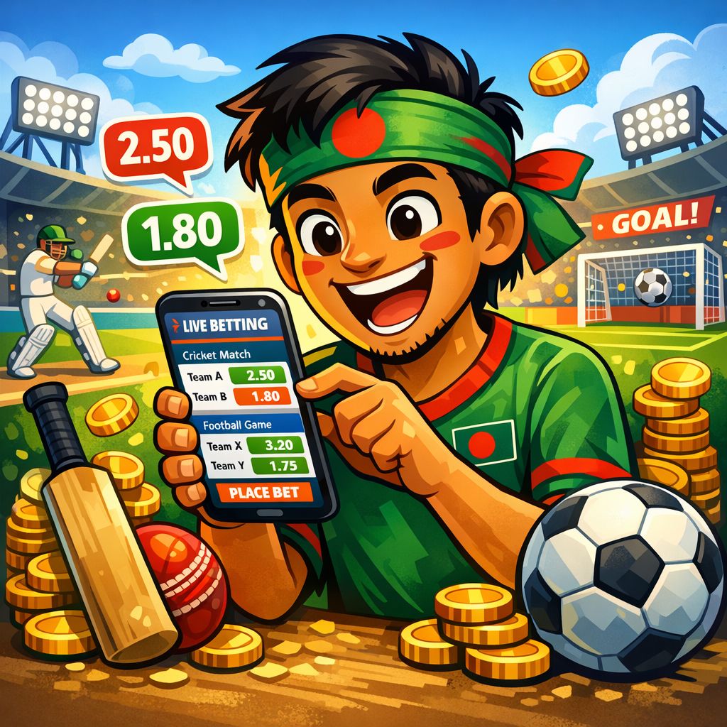 XX33 themed cartoon characters watching a live match with odds and coins